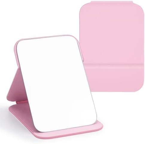 WISYOK Reisespiegel für Frauen | Klappbar, Multistandwinkel, Schwarz PU-Leder, Super HD Schminkspiegel | 16x12cm - Kosme