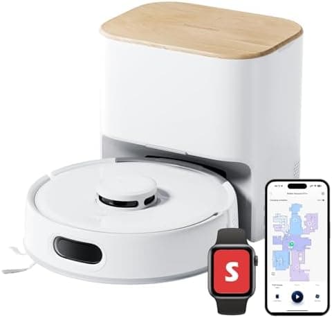 SwitchBot K11+ Saugerroboter für Hausverwaltung, 6000Pa Saugkraft, 90 Tage Staubauffang, selbstentleerungsfähig, LDS Sma