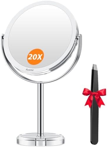 Auxmir 20faches Vergrößerungsmittel-Spiegel & 1faches Makeupspiegel für Kosmetik & Rasieren - drehbar 360° - abnahmbar f