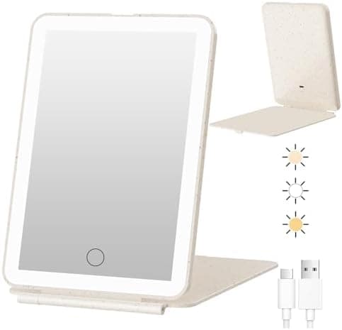 FUNTOUCH Kosmetikspiegel mit Beleuchtung (Wiederaufladbarer, 3 Farblichter, Dimmbarer Touchscreen)
