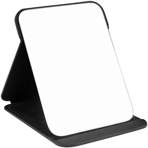 WISYOK Reisespiegel für Frauen | Klappbar, Multistandwinkel, Schwarz PU-Leder, Super HD Schminkspiegel | 16x12cm - Kosme