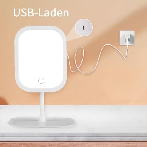 Schminkspiegel mit Beleuchtung & Wiederaufladbare Touch Funktion für das Zuhause & Reise