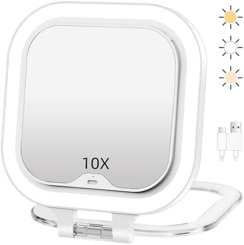 FASCINATE 10X/1X Doppelseitig Vergrößerungsspiegel mit Beleuchtung für Makeup-Enthusiastinnen bei der Zuhause-Vorbereitu