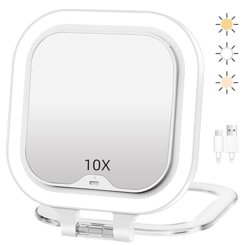 FASCINATE 10X/1X Doppelseitig Vergrößerungsspiegel mit Beleuchtung für Makeup-Enthusiastinnen bei der Zuhause-Vorbereitu