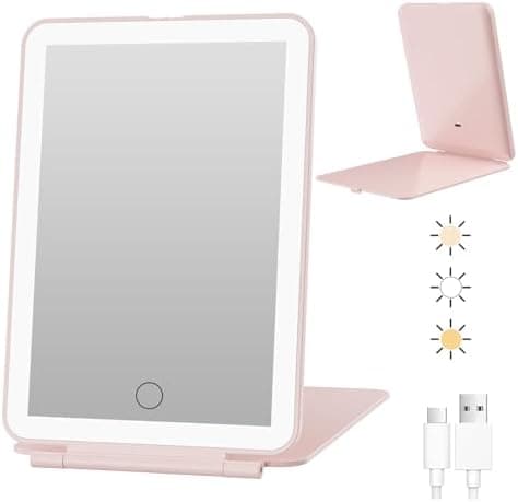 FUNTOUCH Kosmetikspiegel mit Beleuchtung (Wiederaufladbarer, 3 Farblichter, Dimmbarer Touchscreen)