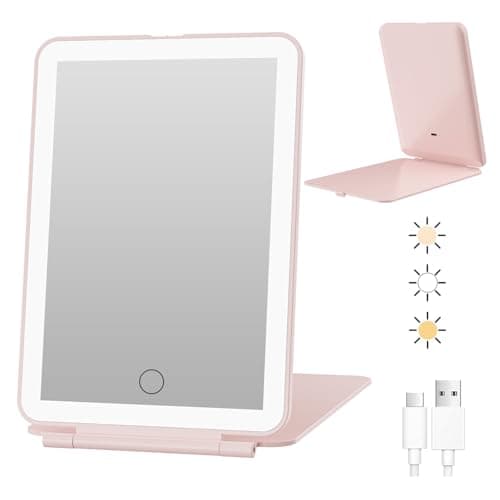 FUNTOUCH Kosmetikspiegel mit Beleuchtung (Wiederaufladbarer, 3 Farblichter, Dimmbarer Touchscreen)