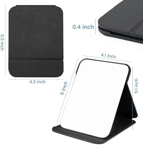 WISYOK Reisespiegel für Frauen | Klappbar, Multistandwinkel, Schwarz PU-Leder, Super HD Schminkspiegel | 16x12cm - Kosme