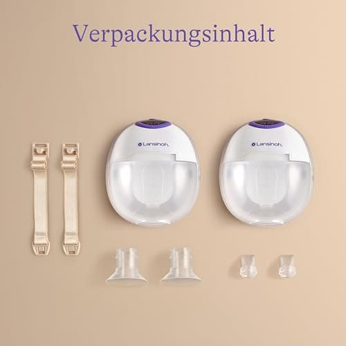 Lansinoh tragbare elektrische Doppelmilchpumpe – wiederaufladbarer Akku & handsfree & leise abpumpen ohne Kabel & Schläu