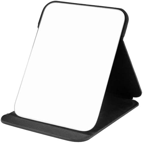 WISYOK Reisespiegel für Frauen | Klappbar, Multistandwinkel, Schwarz PU-Leder, Super HD Schminkspiegel | 16x12cm - Kosme