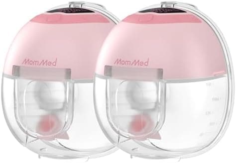 MomMed S33 Tragbare Doppelte Milchpumpe – Leise, Wiederaufladbar & Nachtlicht (Rosa, 17/19/21mm)