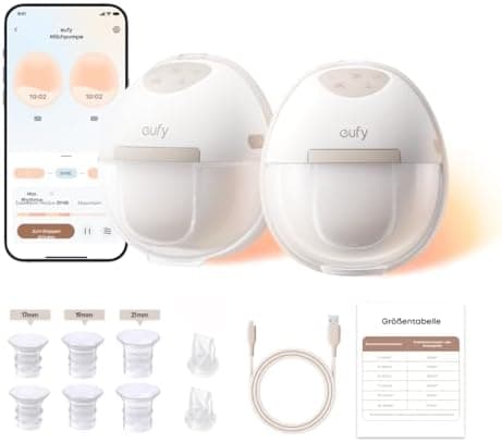 Eufy Tragbare Milchpumpe E20 - Elektrisch, 3 Heizstufen, HeatFlow Technologie