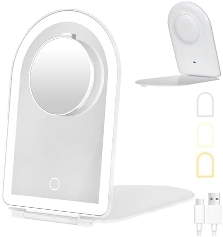 FUNTOUCH Kosmetikspiegel mit Beleuchtung (Wiederaufladbarer, 3 Farblichter, Dimmbarer Touchscreen)