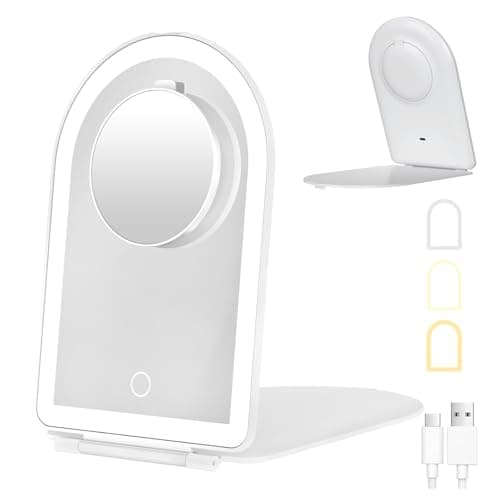 FUNTOUCH Kosmetikspiegel mit Beleuchtung (Wiederaufladbarer, 3 Farblichter, Dimmbarer Touchscreen)