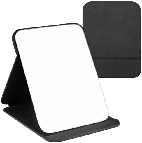 WISYOK Reisespiegel für Frauen | Klappbar, Multistandwinkel, Schwarz PU-Leder, Super HD Schminkspiegel | 16x12cm - Kosme
