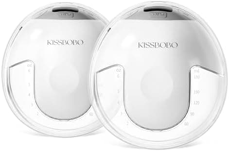 KISSBOBO Elektrische Milchpumpe Doppel 320mmHg Stark Saugleistung 4 Modi 19 Stufen Schmerzfrei Freihändig (Beige 2 Stück