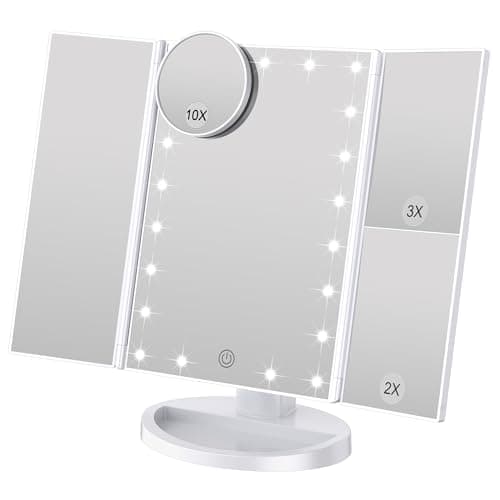 WEILY Schminkspiegel mit Beleuchtung - 3x/2x/1x Vergrößerung & 21 natürliche LED Lichter (Rosengold)  
Faltbarer WEILY M