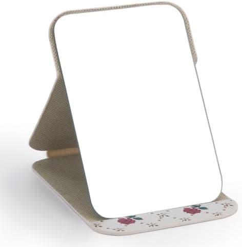 WISYOK Reisespiegel für Frauen | Klappbar, Multistandwinkel, Schwarz PU-Leder, Super HD Schminkspiegel | 16x12cm - Kosme