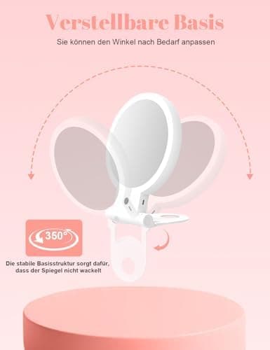 Robofun Kosmetikspiegel mit Beleuchtung 20X Vergrößerung 3 Farben 2500mAh White Reisespiegel