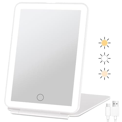 FUNTOUCH Kosmetikspiegel mit Beleuchtung (Wiederaufladbarer, 3 Farblichter, Dimmbarer Touchscreen)
