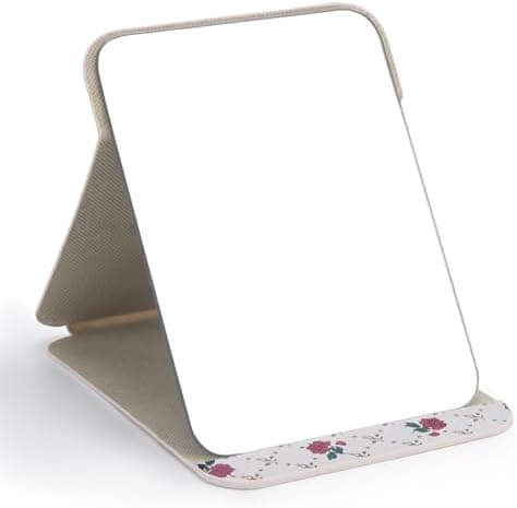 WISYOK Reisespiegel für Frauen | Klappbar, Multistandwinkel, Schwarz PU-Leder, Super HD Schminkspiegel | 16x12cm - Kosme