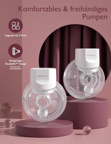 Momcozy Hands-Free Milchpumpe S12 Pro, elektrisch tragbar, 3 Modi, 24 mm, Weiß