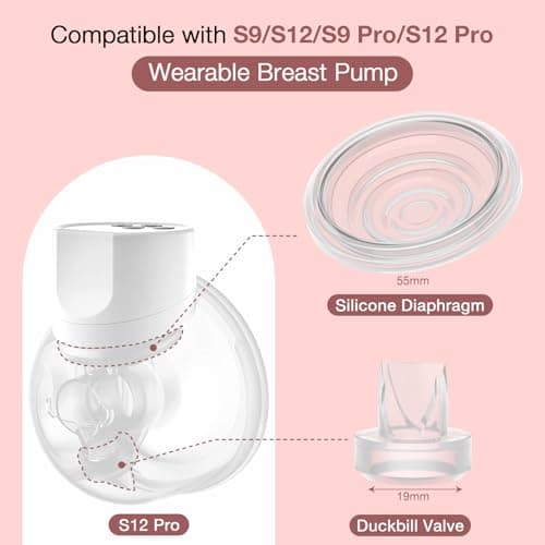 Silikon-Entenschnabelventil und 4 Silikon-Membranen für momcozy S9/S12/S9Pro/S12Pro, Ersatzteile für tragbare Milchpumpe