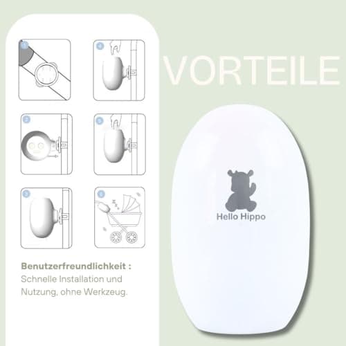 Hello Hippo - Baby Rocker Kinderwagenschaukler, Wiederaufladbar USB-C, Für Schlusselbaby & Nachtsicherheit