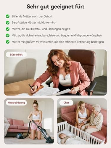 Robofun Milchpumpe Elektrisch Freihändig, Handsfreemit Staubschutzdeckel, Breast Pump Electric 19mm/21mm/24mm Flansch-1