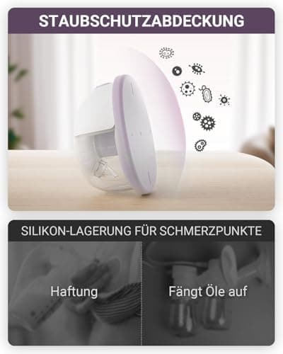 Branchenführende Heiz-Milchpumpe Elektrisch Tragbar Freihändig, Magnet-Ladestation,App-Steuerung,Inkl. 20 Milchbeutel,Kl