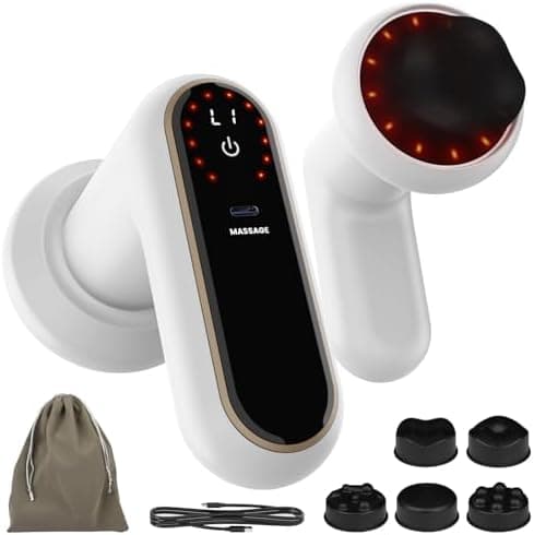 Anti-Cellulite Massagegerät - Elektrisch Akku-Lymphdrainage mit Heizung - 5 Massageköpfe - 6 Intensitätsstufen & 3 Massa