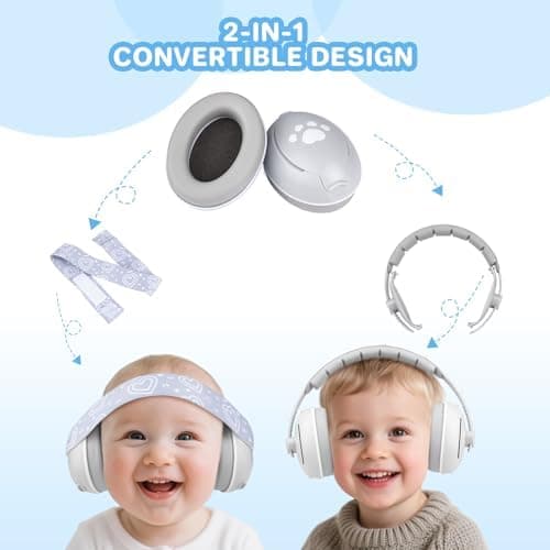 2 In 1 Gehörschutz für Babies und Kinder - 25dB Lärmschutz mit Geräuschunterdrückung - ideal für Alltag & Reisen - Ohren