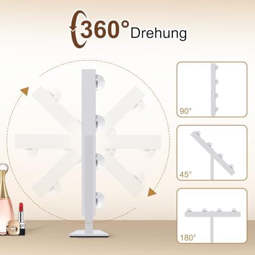 Hollywood-Spiegel mit Beleuchtung - Vanity Mirror 9 LED - 360° Drehung -Touch Dimmbar - Perfekter Schminkspiegel für den