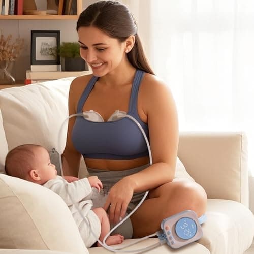 NCVI Elektrische Milchpumpe Freihändig – Leise Doppelmilchpumpe mit Leak-Proof und 9 Stufen Regulierbarkeit für Mama, Bl