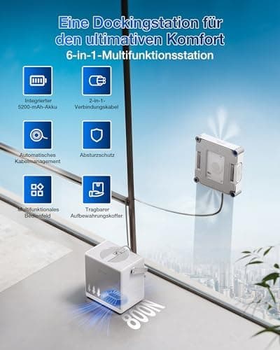 ECOVACS WINBOT W2S Omni Fensterputzroboter für Intelligente Reinigung mit TruEdge™, automatisches Aufladen, DREI Wasserd