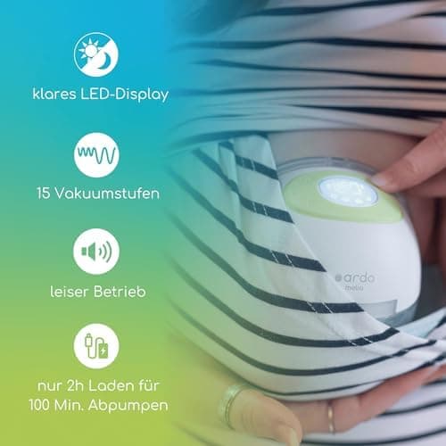 Ardo MELIA Elektrische Milchpumpe Freihändig - Klinikqualität mit 15vakuumlevels, ideal für Mutter mit sensiblen Brüsten
