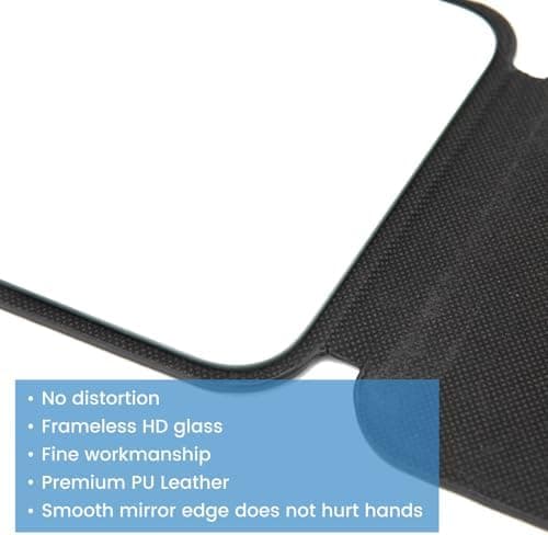 WISYOK Reisespiegel für Frauen | Klappbar, Multistandwinkel, Schwarz PU-Leder, Super HD Schminkspiegel | 16x12cm - Kosme