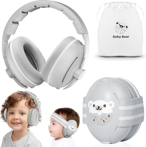 Sunshine Smile Baby Gehörschutz 0-4 Jahre + Gehörschutz für Kinder + Unisex Graublottnasenmuster + Geräuschunterdrückung