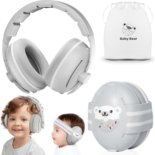 Sunshine Smile Baby Gehörschutz 0-4 Jahre + Gehörschutz für Kinder + Unisex Graublottnasenmuster + Geräuschunterdrückung