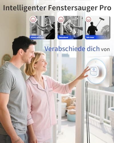 Fensterreiniger Robobot 8000Pa Saugkraft 15-fach Anti-Absturz System 4 Reinigungsmodi Auto-SprühtechnikIdeal für Fenster