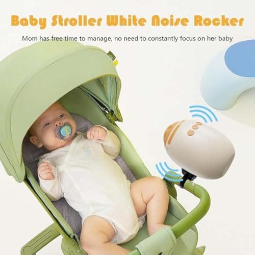 Baby Rocker Kinderwagenschaukler - Wiederaufladbar mit White Noise Machine, Einschlafhilfe für Beruhigende Klänge, Tragb