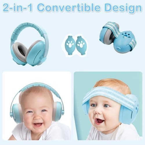 Baby Gehörschutz Kopfhörer 2-in-1 Lärmschutz Verstellbares Kopfband