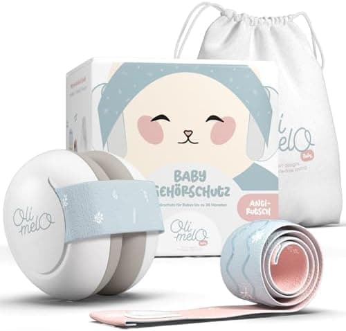 Hörfond Schutz für Babys -Baby Kopfhörer mit Lärmschutz bis 34 dB - CE-Zertifiziert - Rutschfeste Verstellbare Stirnbänd