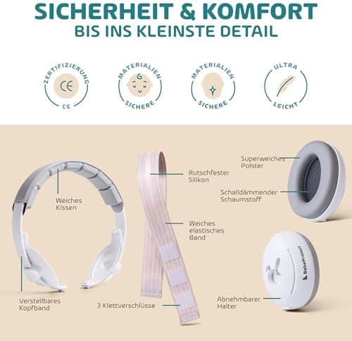 2-in-1 Baby Gehörschutz - Hochwertige Lärmschutz Kopfhörer für Kinder - Überlegener Komfort bei Schlafen, Reisen & Event