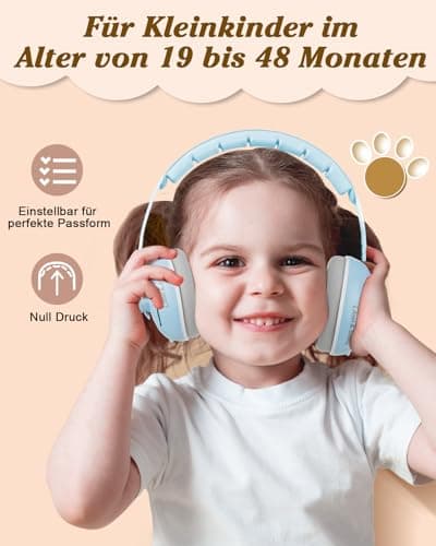 Hörschutz für Babys 25dB Lärmschutz 2 in 1 Kopfhörer Blau Eulen