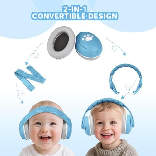 2 In 1 Gehörschutz Kopfhörer & Ohrenschütz Baby, 25db Lärmschutz, ideal für Alltag & Reisen, mit Geräuschunterdrückung f