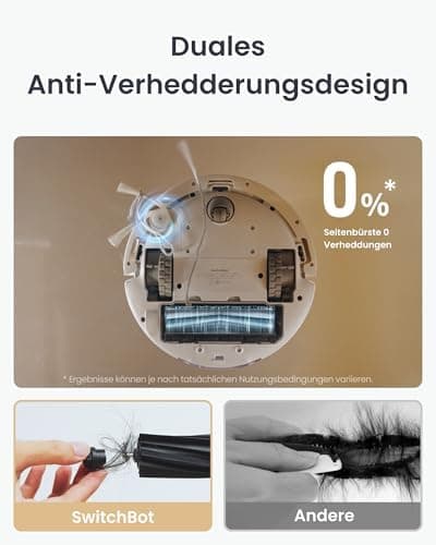 SwitchBot K11+ Saugerroboter für Hausverwaltung, 6000Pa Saugkraft, 90 Tage Staubauffang, selbstentleerungsfähig, LDS Sma