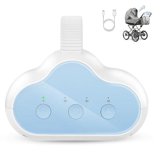 Kinderwagenschaukler Elektrisch USB-C Wiederaufladbare Einschlafhilfe Baby 3 Einstellungen leise 45 dB Timer 30/60/90 Mi