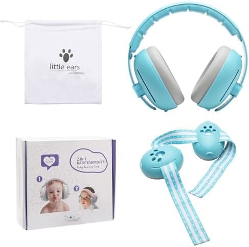 Baby Gehörschutz Kopfhörer 2-in-1 Lärmschutz Verstellbares Kopfband