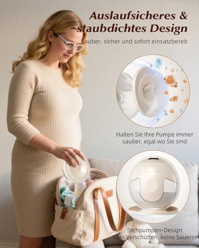 KISSBOBO Elektrische Milchpumpe Doppel 320mmHg Stark Saugleistung 4 Modi 19 Stufen Schmerzfrei Freihändig (Beige 2 Stück