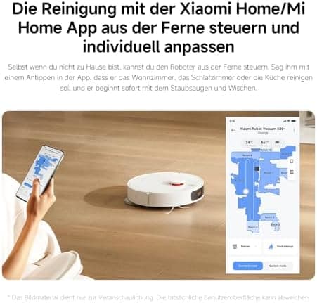 Xiaomi Robot Vacuum X20+ für Haushalte mit großen Flächen - Starkes Saugen bis 280m², LDS-Navigation, 4L Wasserreservoir